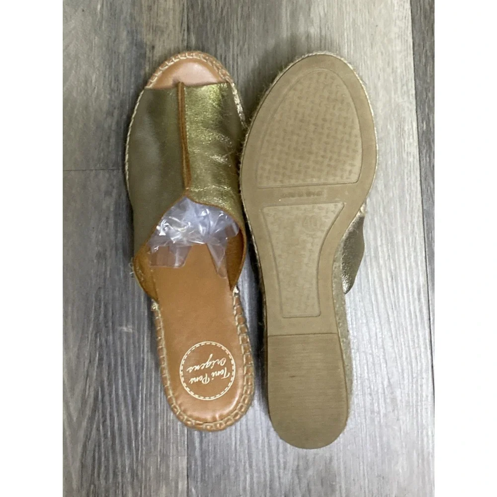 Toni Pons Gold Metallic Wedge Espadrilles 40 US 9